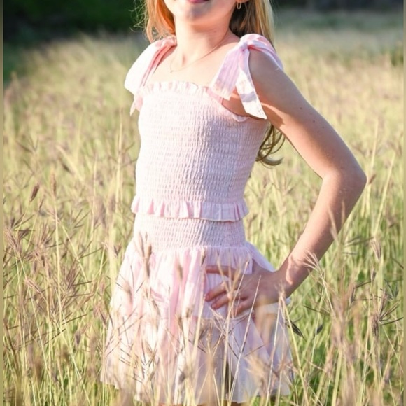 Katie J NYC Pink Smocked Ruffled Dress sz Small - Picture 4 of 4